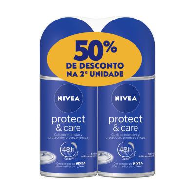 Kit Desodorante Roll-On Nivea Protect e Care 50ml 2 Unidades